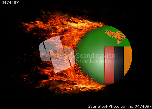 Image of Flag with a trail of fire - Zambia