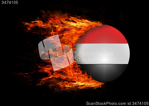 Image of Flag with a trail of fire - Yemen