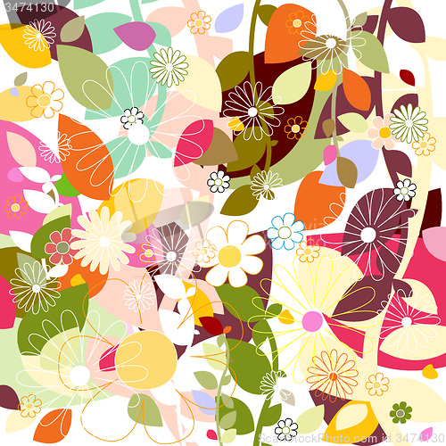 Image of leaf and flowers pattern
