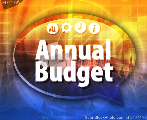 Image of Annual budget Business term speech bubble illustration