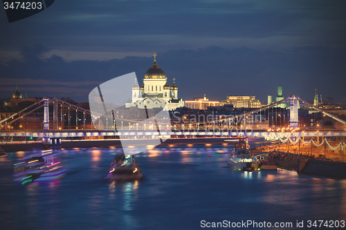 Image of Night Moscow landscape with river