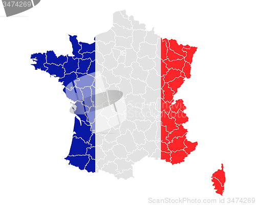 Image of Map and flag of France