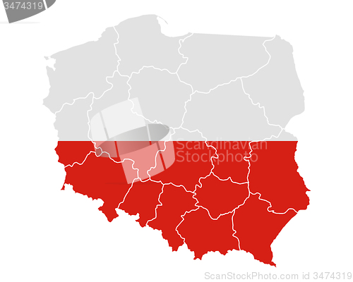Image of Map and flag of Poland