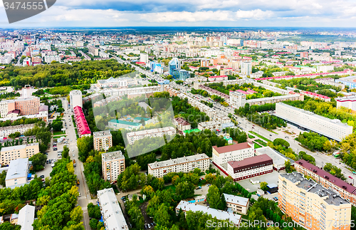 Image of Bird eye view on city quarters. Tyumen. Russia