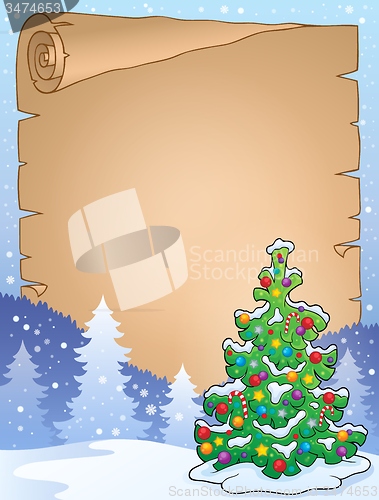 Image of Parchment with Christmas tree topic 4