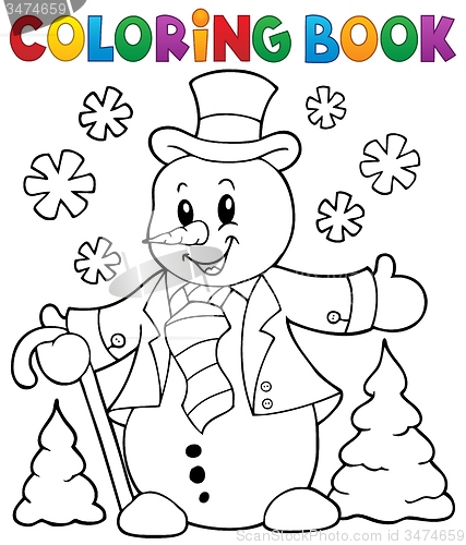 Image of Coloring book snowman topic 1