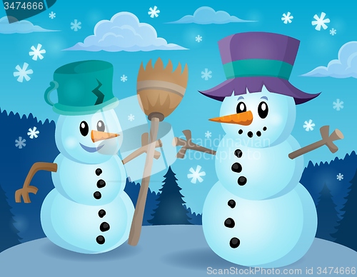 Image of Winter snowmen thematics image 1