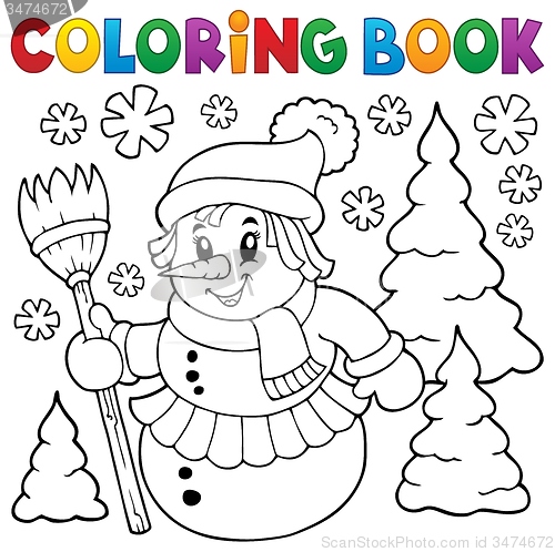 Image of Coloring book snowwoman topic 1