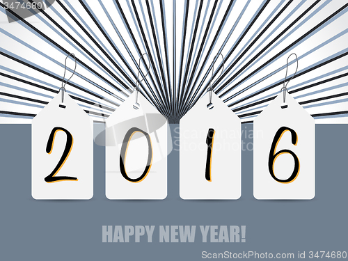Image of 2016 labels on bursting background