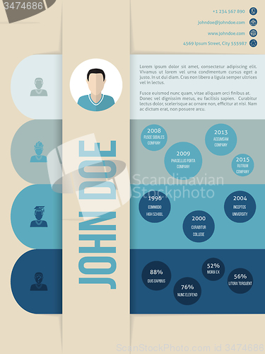 Image of Modern cv curriculum vitae resume template in blue shades