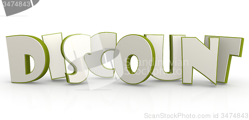 Image of Discount word green with white background