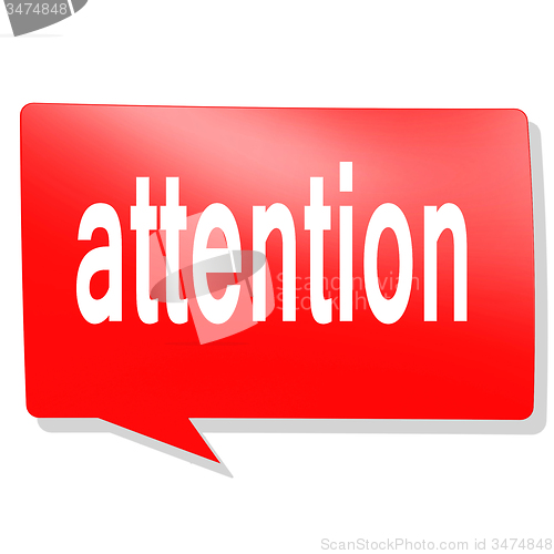 Image of Attention word on red speech bubble