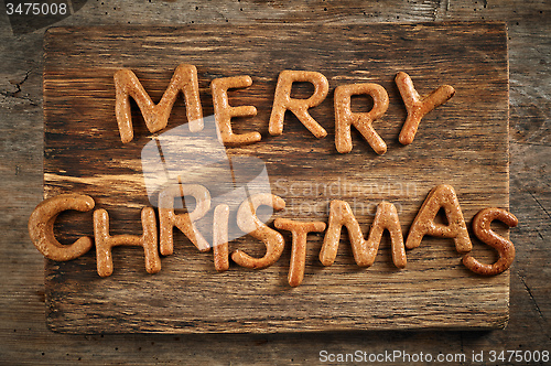 Image of gingerbread words Merry Christmas