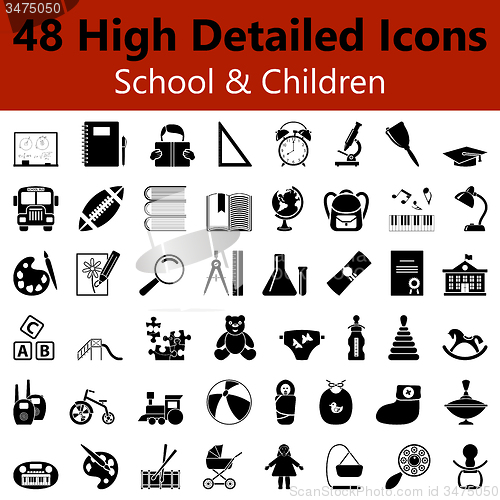 Image of School and Children Smooth Icons