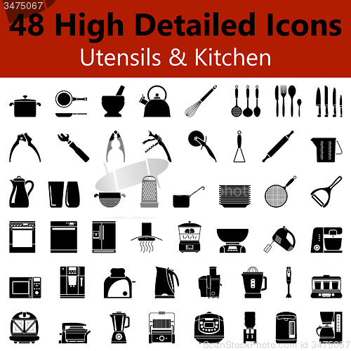 Image of Utensils and Kitchen Smooth Icons 