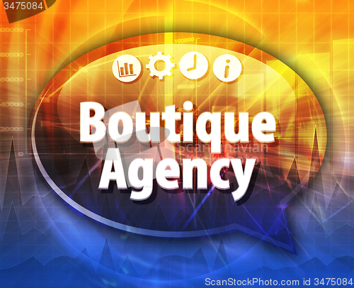 Image of Boutique Agency  Business term speech bubble illustration