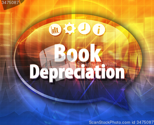 Image of Book Depreciation  Business term speech bubble illustration