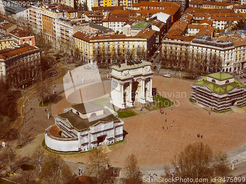 Image of Retro look Milan aerial view