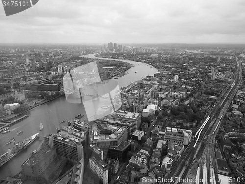 Image of Black and white Aerial view of London