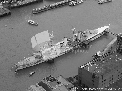 Image of Black and white Aerial view of London