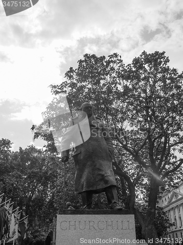 Image of Black and white Churchill statue in London