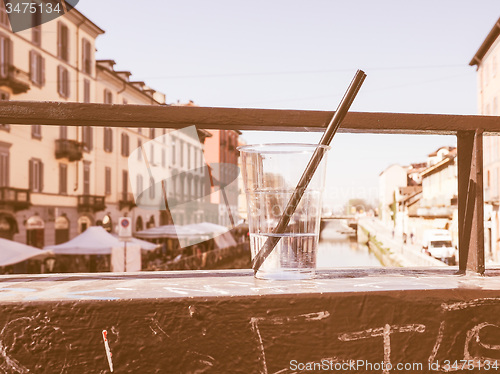 Image of Retro looking Naviglio Grande Milan