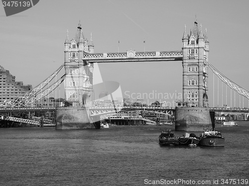 Image of Black and white Tower Bridge in London