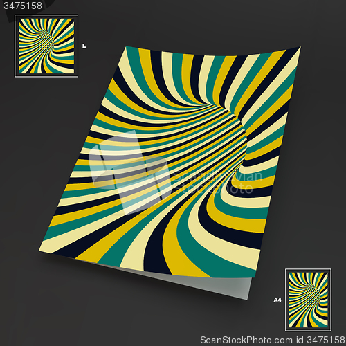 Image of A4 Business Blank. Abstract Striped Background. Optical Art. 