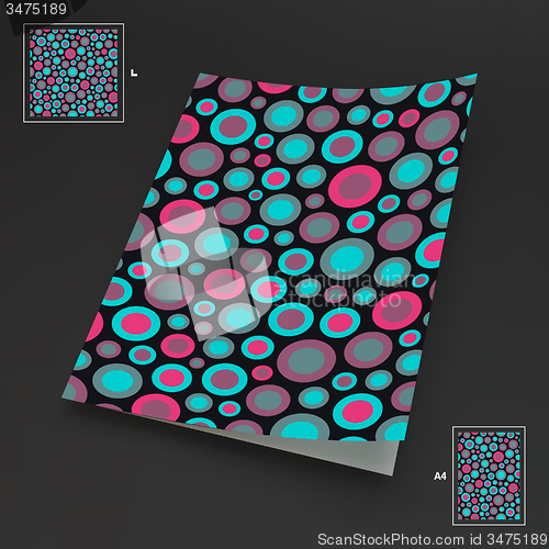 Image of A4 business blank. Abstract background with color circles. 