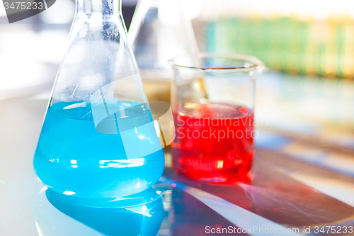 Image of Backlit laboratory flask.