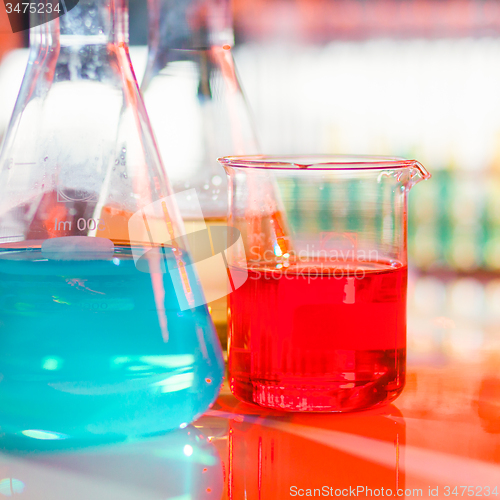 Image of Backlit laboratory flask.