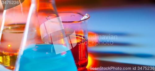 Image of Backlit laboratory flask.