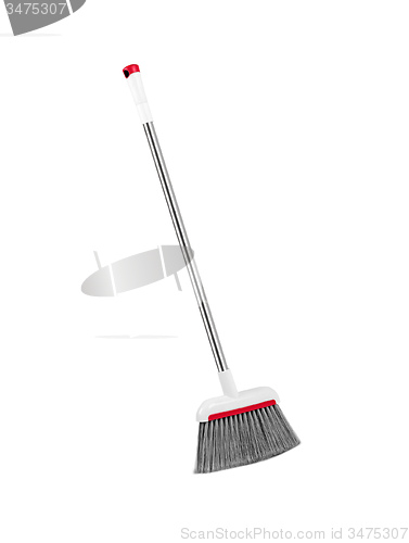 Image of plastic gray broom isolated