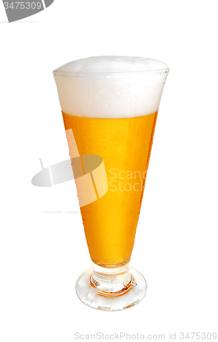 Image of glass of light beer isolated