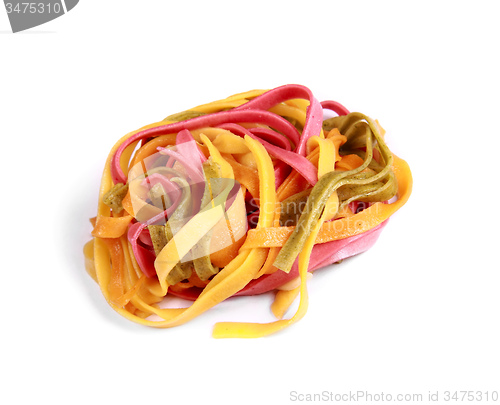 Image of colorful spaghetti in close up