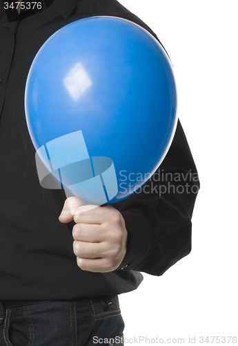Image of man holding baloonn isolated