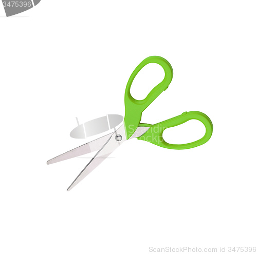 Image of Green scissors isolated