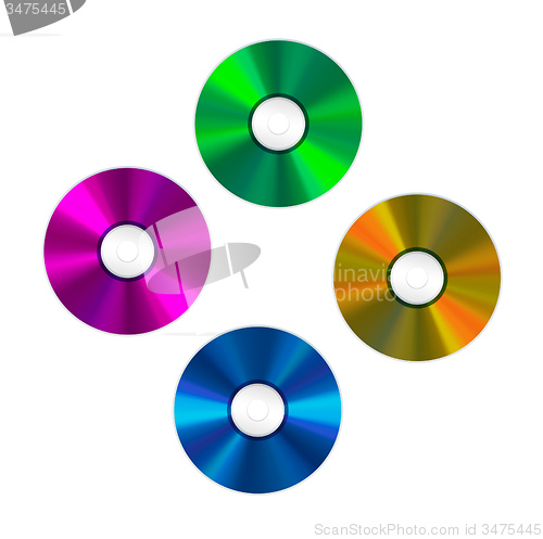 Image of four colored Compact Discs