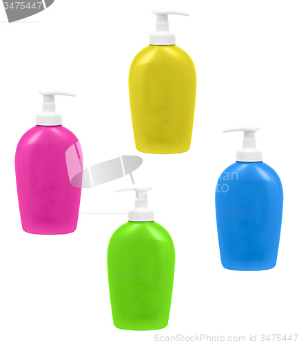 Image of Plastic Bottles liquid soap on a white background