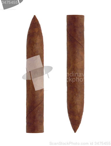 Image of isolated long elegant brown cigars