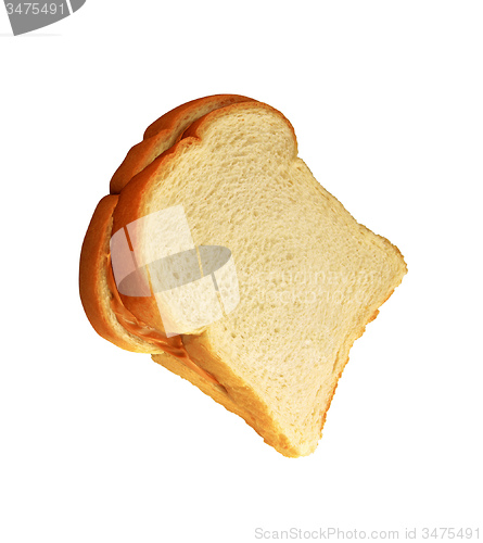 Image of Close up of sandwich on white