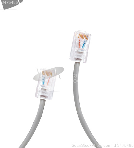 Image of grey ethernet network cables plug isolated