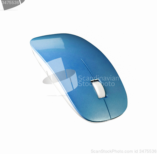 Image of blue modern wireless computer mouse