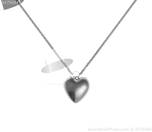 Image of Metallic heart shape in chain isolated
