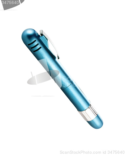 Image of Close up of blue pen