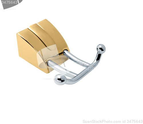 Image of golden towel holder with two bars, isolated