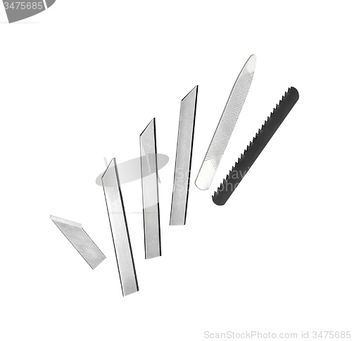 Image of set of various blades isolated