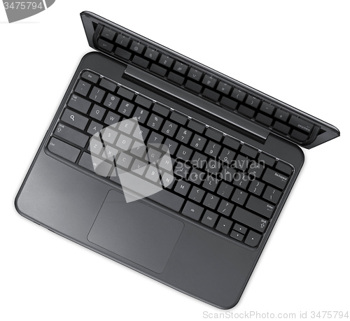 Image of Open black laptop computer