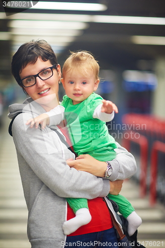 Image of mother with baby in shopping