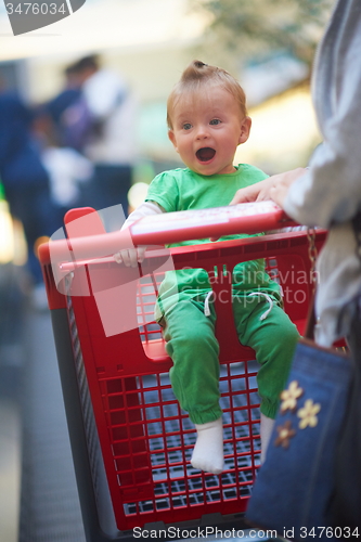 Image of mother with baby in shopping